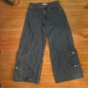 Refuge Denim Wide-Leg Dark Wash Cargo Style Blue Jeans Size 5